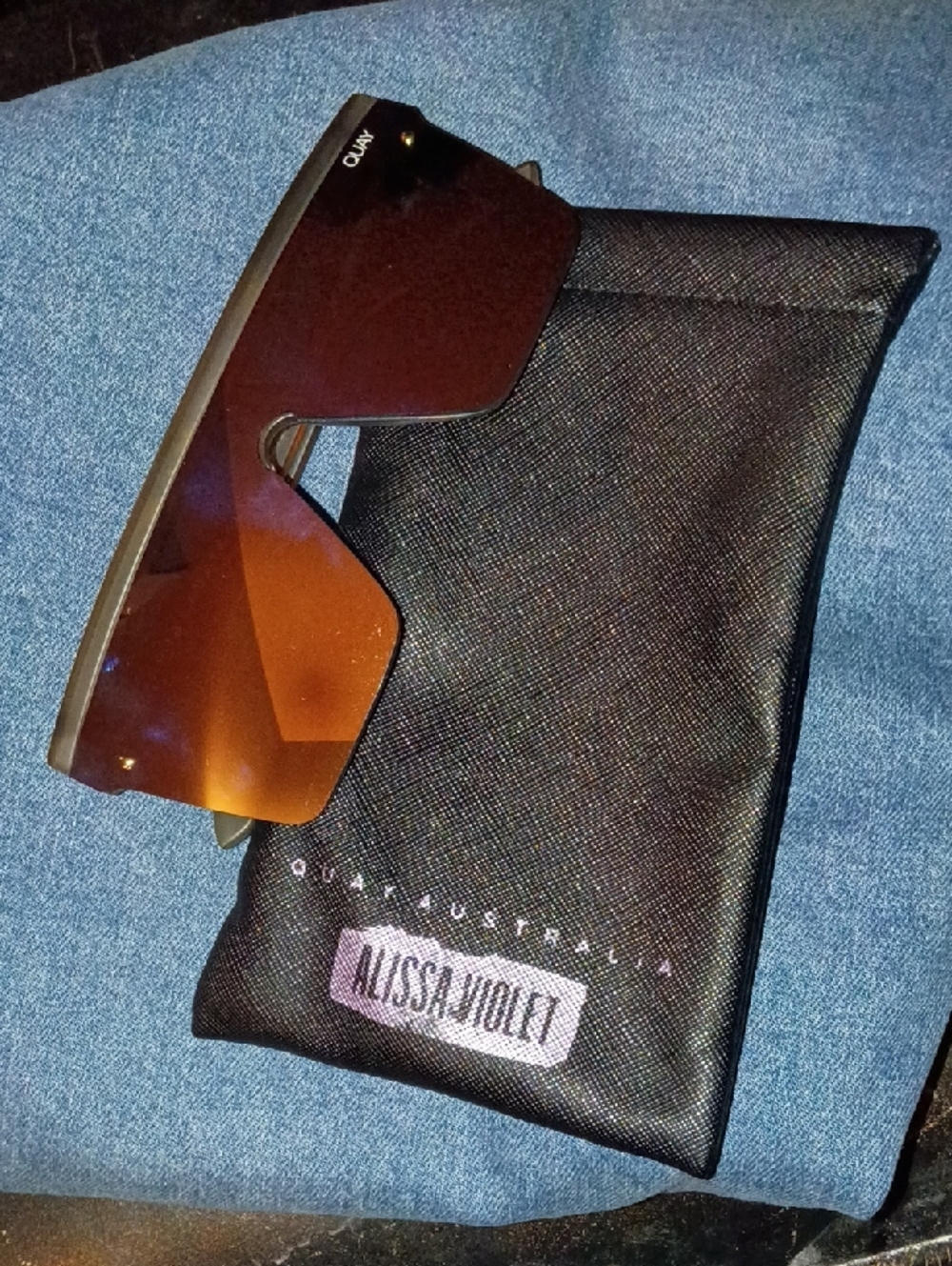 Quay Australia Shield Sunglasses with Mirrored Amber Lenses